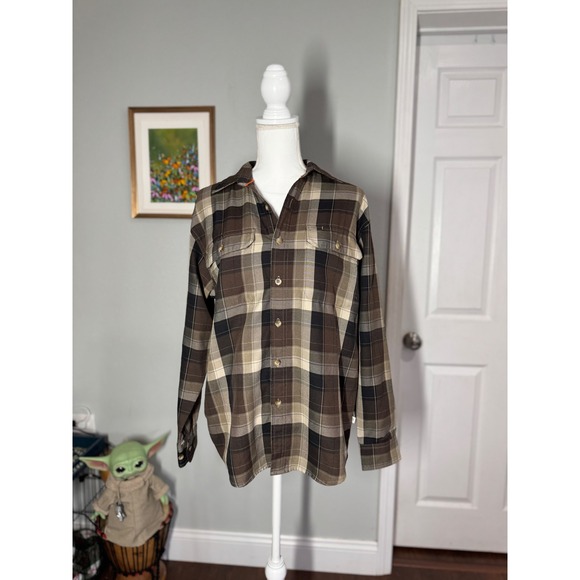 Magellan Outdoors Hunt Gear Brown Plaid Flannel Shirt – Men's Small - Picture 1 of 9